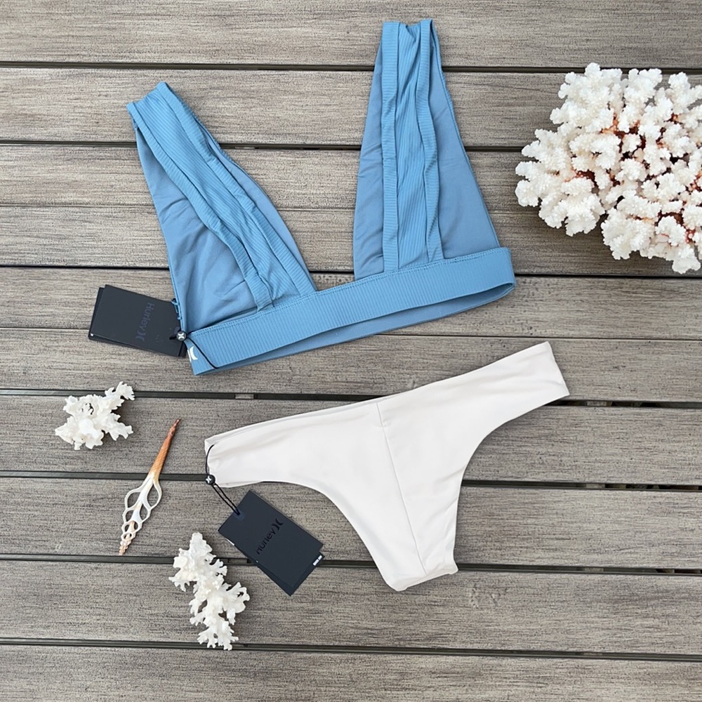 🌴🔆HURLEY- RIB EMBROIDERY SURF HIPSTER BIKINI - Picture 11 of 11